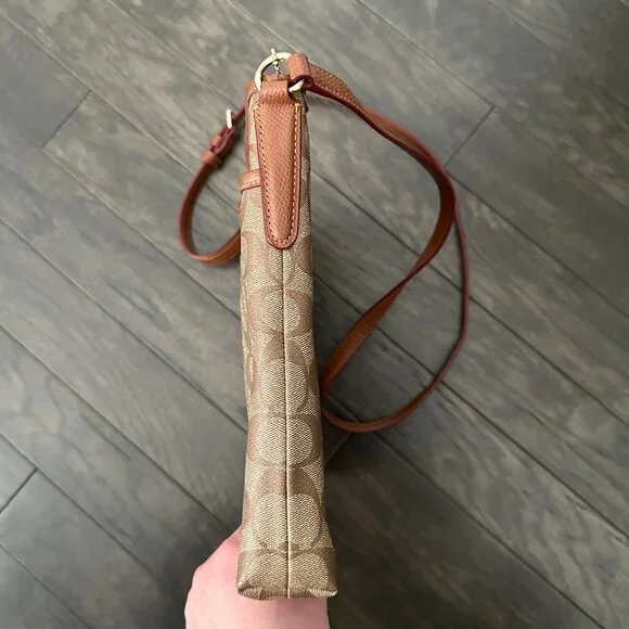 Coach Signature C File Khaki & Brown Canvas Crossbody Bag - Picture 8 of 12